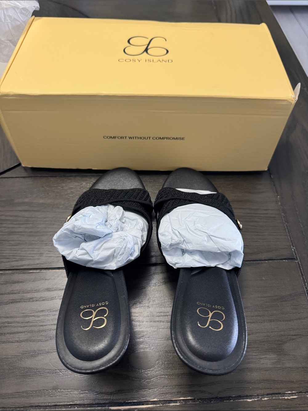 Cosy Island Women's Black Slide Mules